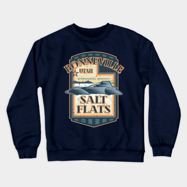 Bonneville Salt Flats International Speedway Vintage Retro Style Illustration Crewneck Sweatshirt by hobrath